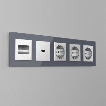 Розетка с заземлением и шторками Werkel cеребряный рифленый W1171109 4690389159725