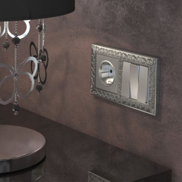 Розетка с заземлением и шторками Werkel cеребряный рифленый W1171109 4690389159725