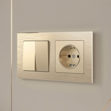 Выключатель двухклавишный проходной Werkel шампань W1122011 4690389157141