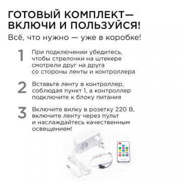 Комплект адресной светодиодной ленты Apeyron 24В 14,4Вт/м smd5050 5м 10-96