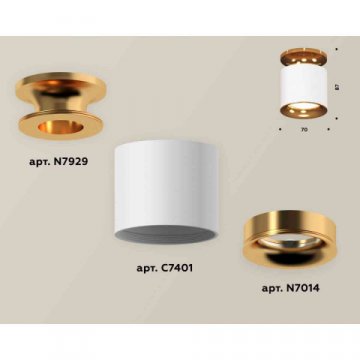 Комплект накладного светильника Ambrella light Techno Spot XS7401122 SWH/PYG белый песок/золото желтое полированное (N7929, C7401, N7014)
