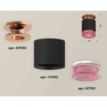 Комплект накладного светильника Ambrella light Techno Spot XS7402123 SBK/PPG черный песок/золото розовое полированное (N7930, C7402, N7193)