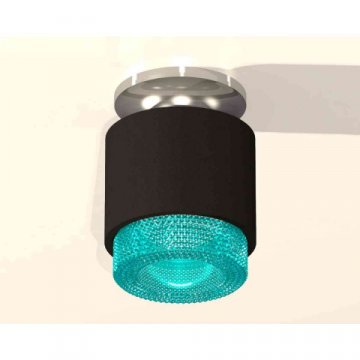 Комплект накладного светильника Ambrella light Techno Spot XS7511082 SBK/PSL/BL черный песок/серебро полированное/голубой (N7927, C7511, N7194)