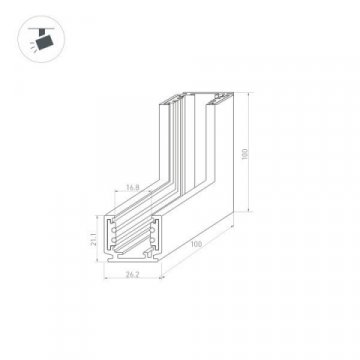 Коннектор L-образный внутренний Arlight Mag-Orient-Con-2620-L90-INT 036022