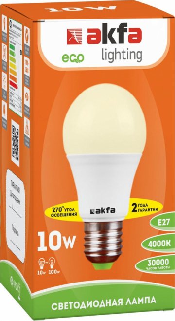 Лампа светодиодная Akfa Lighting E27 10W 4000K матовая FLLBL102740A