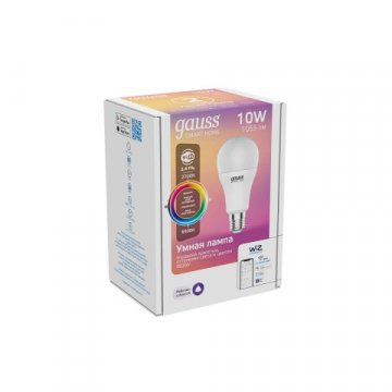 Лампа светодиодная диммируемая Gauss Smart Home E27 10W 2700-6500K RGBW матовая 1180112