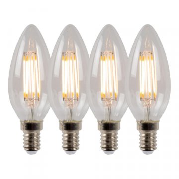 Лампа светодиодная диммируемая Lucide E14 4W 2700K прозрачная 49023/14/60