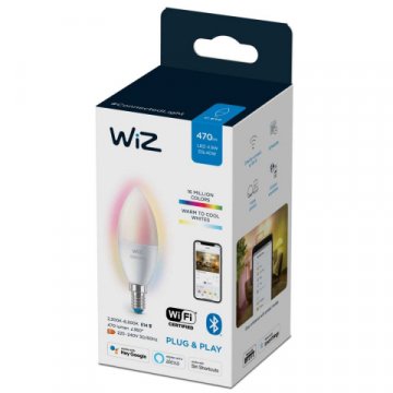 Лампа светодиодная диммируемая WiZ E14 4,9W RGB+CCT матовая Wi-Fi BLE 40WC37E14922-65RGB1PF/6 929002448802