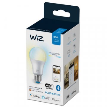 Лампа светодиодная диммируемая WiZ E27 8W 2700-6500K матовая Wi-Fi BLE 60W A60E27927-65TW1PF/6 929002383502