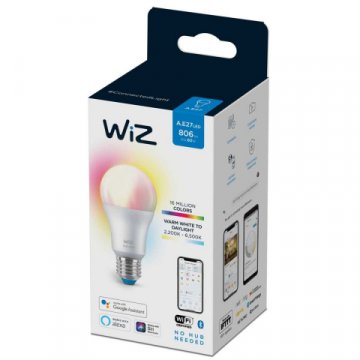 Лампа светодиодная диммируемая WiZ E27 8W RGB+CCT матовая Wi-Fi BLE 60W A60E27927-65TW1PF/6 929002383602