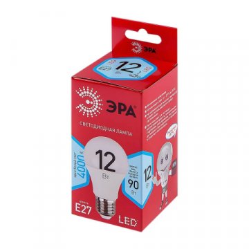 Лампа светодиодная ЭРА E27 12W 4000K матовая LED A60-12W-840-E27 R Б0049636
