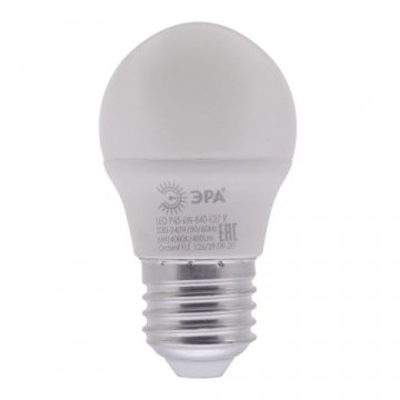 Лампа светодиодная ЭРА E27 6W 4000K матовая LED P45-6W-840-E27 R Б0049644