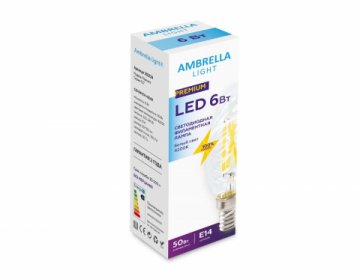Лампа светодиодная филаментная Ambrella light E14 6W 4200K прозрачная 202124