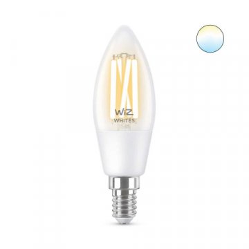 Лампа светодиодная филаментная диммируемая WiZ E14 4,9W 2700-6500K прозрачная Wi-Fi BLE 40W C35 E14927-65CL1PF/6 929003017601