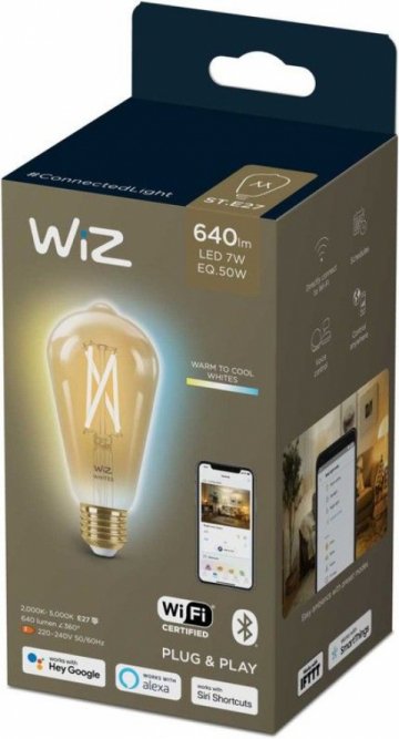 Лампа светодиодная филаментная диммируемая WiZ E27 7W 2700-6500K золото Wi-Fi BLE50WST64E27920-50Amb1PF/6 929003018701