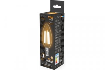 Лампа светодиодная филаментная Gauss E14 13W 2700K прозрачная 103801113