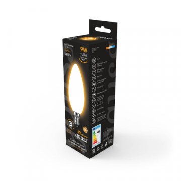 Лампа светодиодная филаментная Gauss E14 9W 3000К матовая 103201109