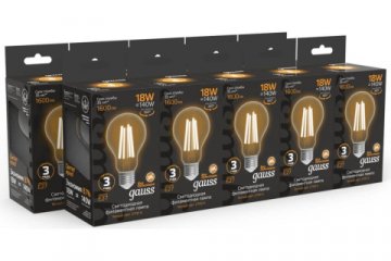 Лампа светодиодная филаментная Gauss E27 18W 2700K прозрачная 102902118