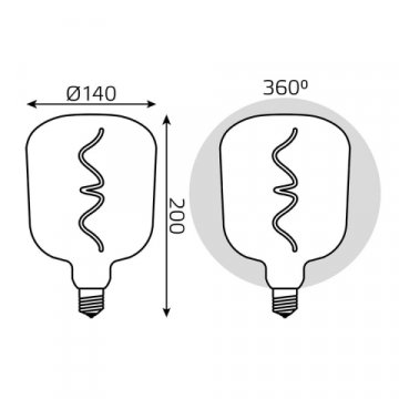 Лампа светодиодная филаментная Gauss E27 5W 1800K черная 1008802105