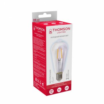 Лампа светодиодная филаментная Thomson E27 9W 6500K прямосторонняя трубчатая прозрачная TH-B2342