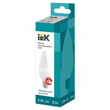 Лампа светодиодная IEK E14 5W 4000K матовая LLE-C35-5-230-40-E14