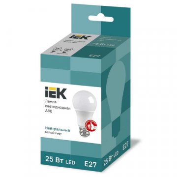Лампа светодиодная IEK E27 25W 4000K матовая LLE-A80-25-230-40-E27