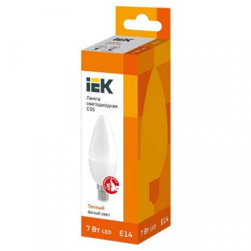 Лампа светодиодная IEK E27 7W 3000K матовая LLE-C35-7-230-30-E27