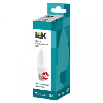 Лампа светодиодная IEK E27 7W 4000K матовая LLE-C35-7-230-40-E27