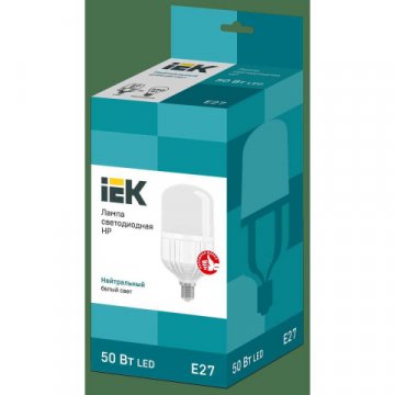 Лампа светодиодная сверхмощная IEK E27 50W 4000K матовая LLE-HP-50-230-40-E27