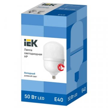 Лампа светодиодная сверхмощная IEK E40 50W 6500K матовая LLE-HP-50-230-65-E40