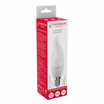 Лампа светодиодная Thomson E14 10W 6500K свеча на ветру матовая TH-B2313