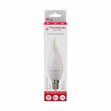 Лампа светодиодная Thomson E14 6W 3000K свеча на ветру матовая TH-B2025