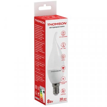 Лампа светодиодная Thomson E14 8W 4000K свеча на ветру матовая TH-B2028