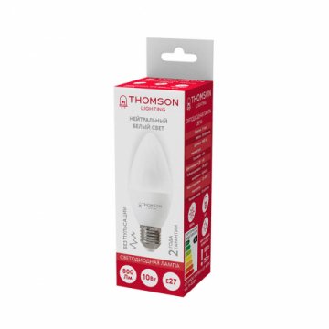 Лампа светодиодная Thomson E27 10W 4000K свеча матовая TH-B2024
