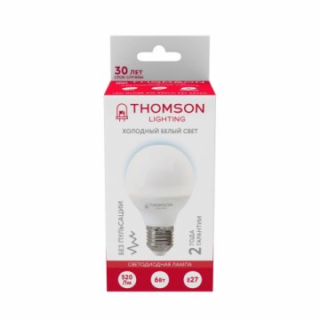 Лампа светодиодная Thomson E27 6W 6500K шар матовая TH-B2318