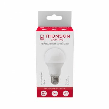 Лампа светодиодная Thomson E27 7W 4000K груша матовая TH-B2002