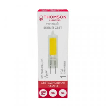 Лампа светодиодная Thomson G4 6W 3000K прозрачная TH-B4220