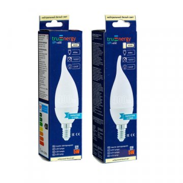 Лампа светодиодная True Energy 5W, CA37, E14, 4000K 14040