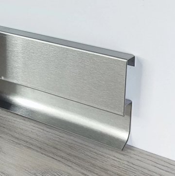 Плинтус Сталь BLL80 Серебро шлифованный под подсветку AISI  МКР 80 х 14 х 3000 мм