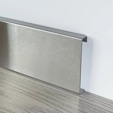 Плинтус Сталь прямоугольный BU Серебро полированный AISI 430 МКР 45 мм х 10 мм х 3000 мм