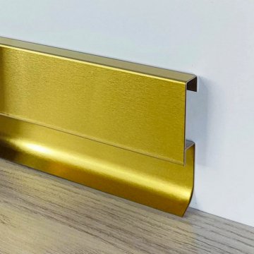Плинтус Сталь BLL Золото полированный под подсветку AISI  нитрид титана МКР 80 х 14 х 3000 мм