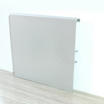 Плинтус Алюминий прямоугольный BR  AS Cеребро МКР 130 мм х 14 мм х 3000 мм