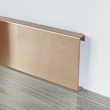 Плинтус Сталь прямоугольный BU Розовое золото шлифованный AISI 430 МКР 45 мм х 10 мм х 3000 мм