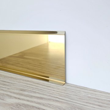 Плинтус Сталь L-образный BA  Золото полированный AISI 430 нитрид титана МКР 40 мм х 10 мм х 3000 мм