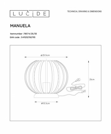 Настольная лампа Lucide Manuela 78574/25/33
