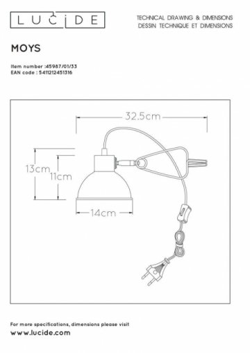 Настольная лампа Lucide Moys 45987/01/33