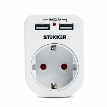 Переходник сетевой с 2хUSB Stekker 1гн с/з ADP16-24-20 39626