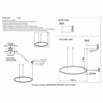 Подвесная люстра Crystal Lux MANZANA SP40W LED D1000 BLACK