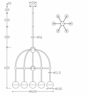 Подвесная люстра Crystal Lux Truena SP-PL6+1 Nickel