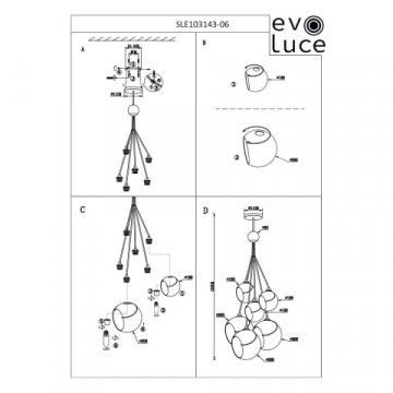 Подвесная люстра Evoluce Satturo SLE103143-06